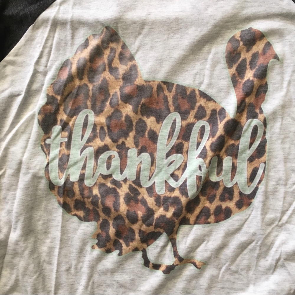 🔴SOLD! NEW Thankful Leopard Print Turkey Tee - Picture 5 of 13